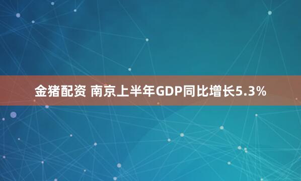 金猪配资 南京上半年GDP同比增长5.3%