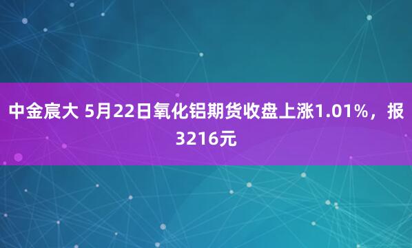 中金宸大 5月22日氧化铝期货收盘上涨1.01%，报3216元